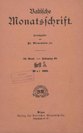 Baltische Monatsschrift ; 5 1903-05