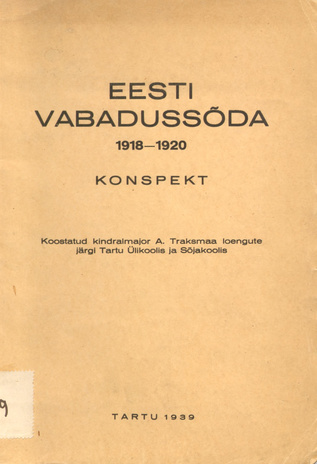 Eesti Vabadussõda 1918-1920 : konspekt 