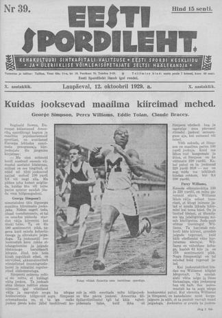 Eesti Spordileht ; 39 1929-10-12