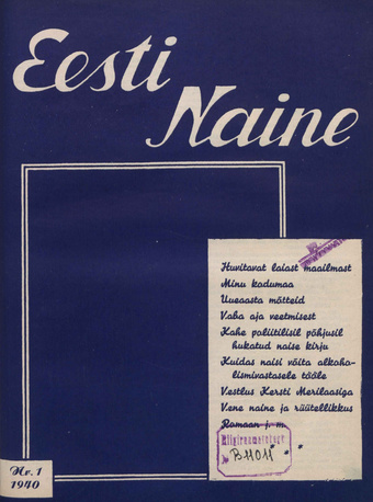 Eesti Naine : naiste ja kodude ajakiri ; 1 1940-01-02
