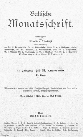 Baltische Monatsschrift ; 10 1899-10