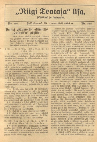Riigi Teataja Lisa : seaduste alustel avaldatud teadaanded ; 140 1924-11-25