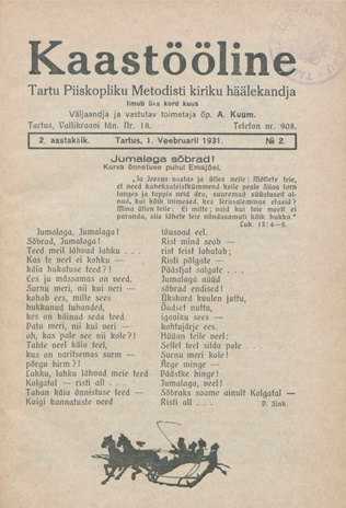 Kaastööline : Tartu Ühisabi Informatsioonileht ; 2 1931-02-01