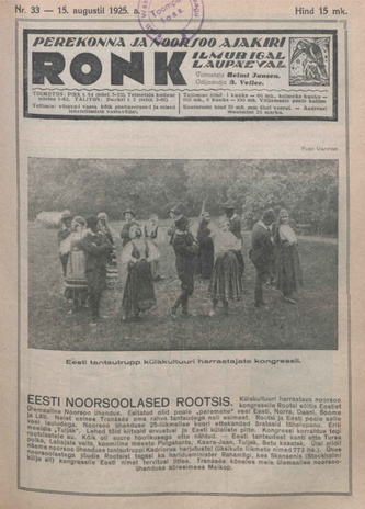 Ronk : perekonna ja noorsoo ajakiri ; 33 1925-08-15