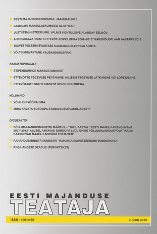 Eesti Majanduse Teataja : majandusajakiri aastast 1991 ; 2 (249) 2012