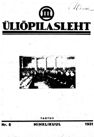 Üliõpilasleht ; 8 1931