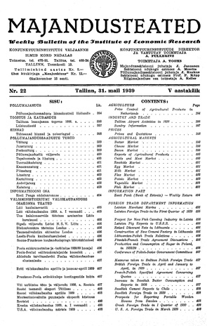 Majandusteated ; 22 1939-05-31