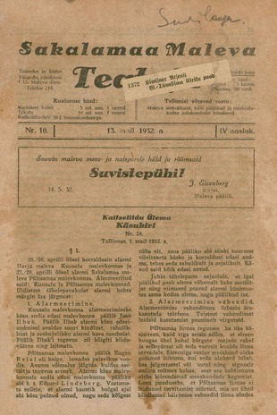 Sakalamaa Maleva Teataja ; 10 1932-05-13
