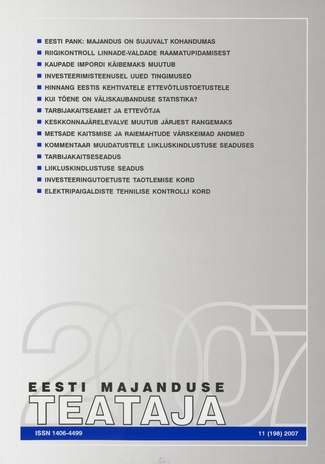 Eesti Majanduse Teataja : majandusajakiri aastast 1991 ; 11 (198) 2007