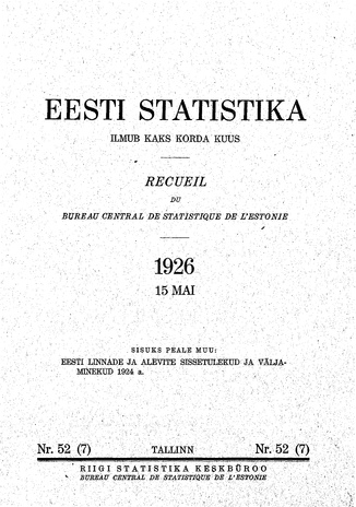 Eesti Statistika : kuukiri ; 52 (7) 1926-05