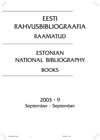 Eesti Rahvusbibliograafia. Raamatud ; 9 2003-09