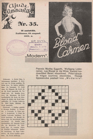 Ajude Gümnastika : ristsõnamõistatuste ajakiri ; 35 1935-08-29