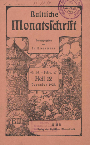 Baltische Monatsschrift ; 12 1905-12