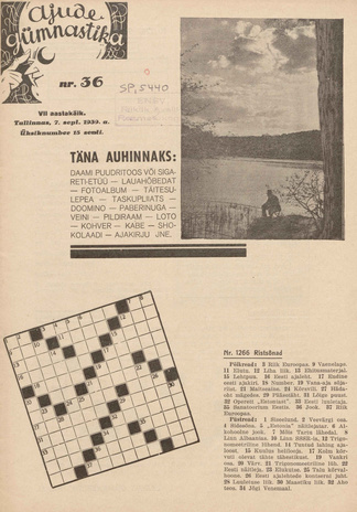 Ajude Gümnastika : ristsõnamõistatuste ajakiri ; 36 1939-09-07