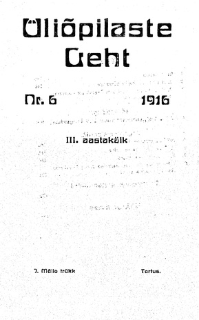 Üliõpilaste Leht ; 6 1916