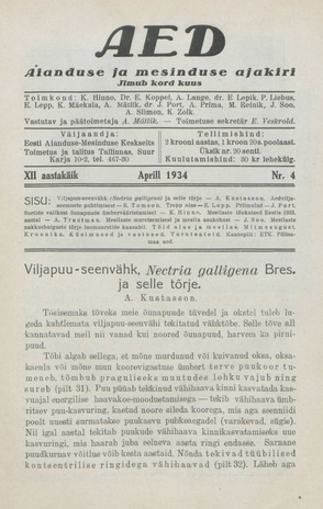 Aed : aianduse ajakiri ; 4 1934-04