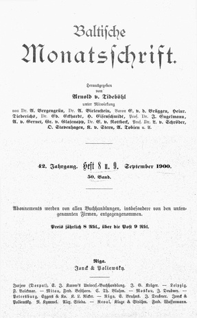 Baltische Monatsschrift ; 8-9 1900-09