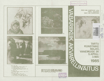 Eesti vabariiklik akvarellinäitus, Tartu Kunstnike majas, 5. aprill - 3. mai 1985 : kataloog 