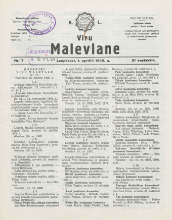 K. L. Viru Malevlane ; 7 1939-04-01