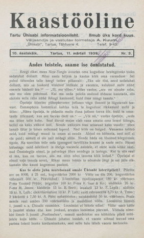 Kaastööline : Tartu Ühisabi Informatsioonileht ; 3 1939-03-11