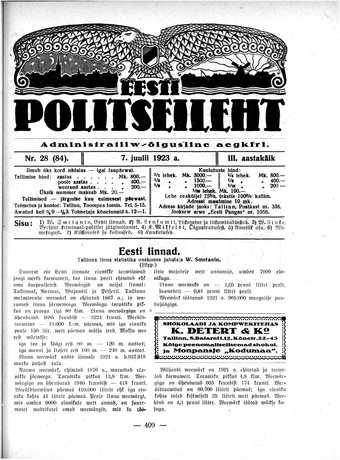 Eesti Politseileht ; 28 1923