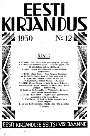 Eesti Kirjandus ; 12 1930