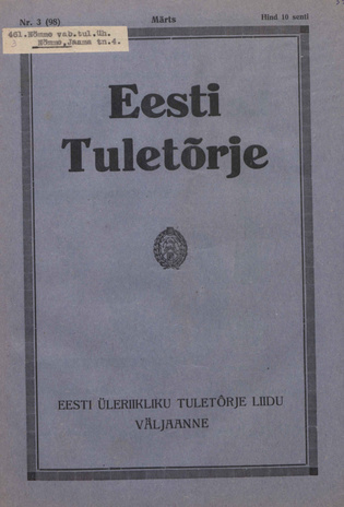 Eesti Tuletõrje : tuletõrje kuukiri ; 3 (98) 1933-03