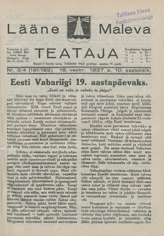 Lääne Maleva Teataja ; 3/4 (181/182) 1937-02-18