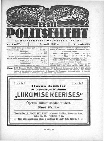 Eesti Politseileht ; 9 1930