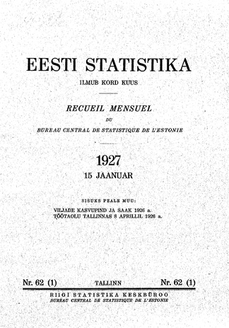 Eesti Statistika : kuukiri ; 62 (1) 1927-01