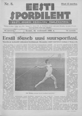 Eesti Spordileht ; 8 1926-02-26