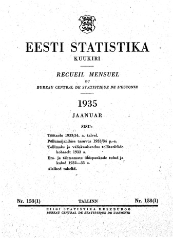 Eesti Statistika : kuukiri ; 158 (1) 1935-01