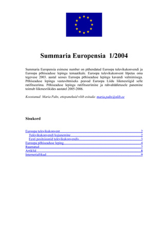 Summaria Europensia : [referaatväljaanne] ; 1 2004