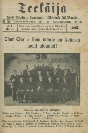 Teekäija : Eesti Baptisti Koguduse Ühenduse häälekandja ; 4 1922-04