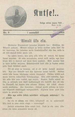 Kutse! : äratusleht linnas ja maal ; 9 1934