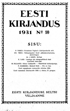 Eesti Kirjandus ; 10 1931