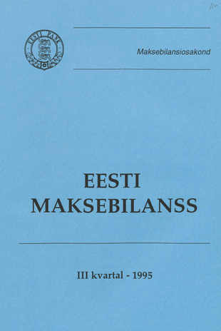 Eesti maksebilanss ; III kvartal 1995