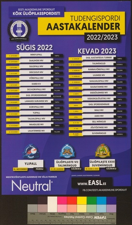 Tudengispordi aastakalender 2022/2023 