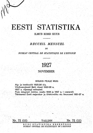 Eesti Statistika : kuukiri ; 72 (11) 1927-11