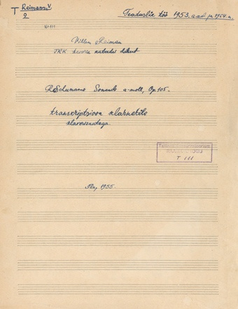 Sonaadi a-moll, op. 105 transkriptsioon klarnetile klaverisaatega