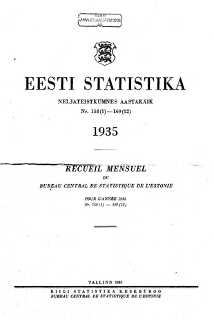 Eesti Statistika : kuukiri ; sisukord 1935