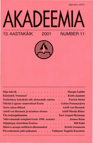 Akadeemia ; 11 2001