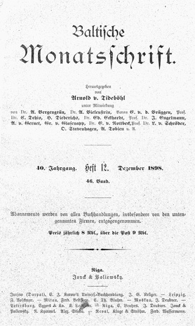 Baltische Monatsschrift ; 12 1898-12