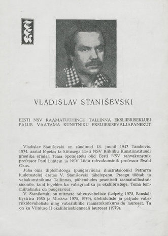 Vladislav Staniševski : eksliibriste kataloog 