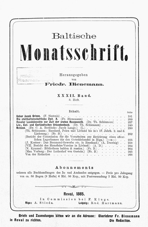 Baltische Monatsschrift ; 3 1885