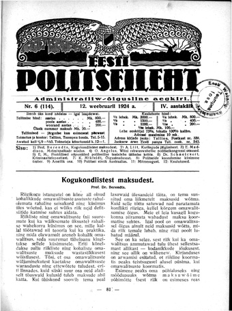 Eesti Politseileht ; 6 1924