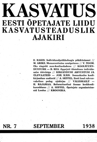 Kasvatus ; 7 1938-09