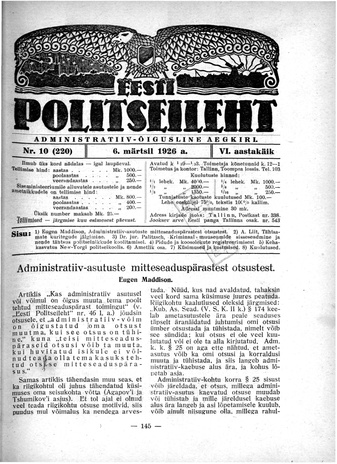 Eesti Politseileht ; 10 1926