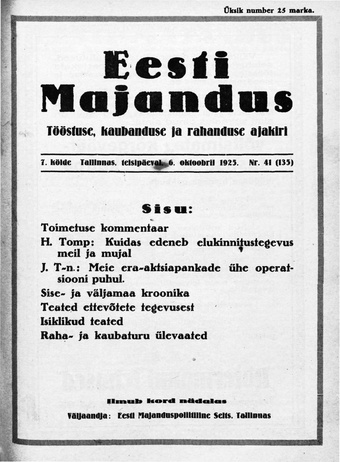 Eesti Majandus ; 41 (135) 1925-10-06