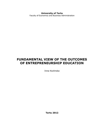 Fundamental view of the outcomes of entrepreneurship education